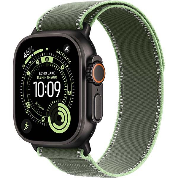 Apple Watch Ultra 3 (2025), 49 мм, корпус «чёрный титановый», ремешок Trail зеленый/неоновый (M/L)