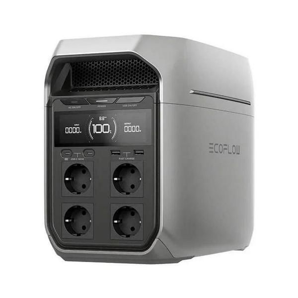 Электростанция EcoFlow DELTA 3 Plus, портативная, ёмкость 1024 Втч, мощность 1800 Вт АКБ, 3 DC, 2 USB-A, 2 USB-C, 4 220В, серый фото 1