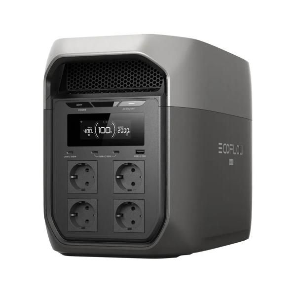 Электростанция EcoFlow DELTA 3 Max, портативная, ёмкость 2048 Втч, мощность 2400 Вт АКБ, DC, USB-A, 3 USB-C, 4 220В, серый фото 1