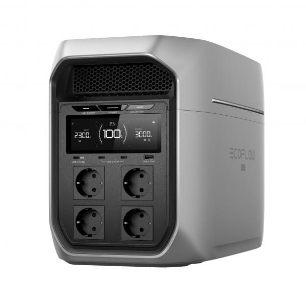 Электростанция EcoFlow DELTA 3 Max Plus, портативная, ёмкость 2048 Втч, мощность 3000 Вт АКБ, DC, USB-A, 3 USB-C, 4 220В, серый фото 1